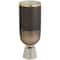 16" Bronze Glass Colorblock Candle Holder with Gold Accents & Textured Silver Base